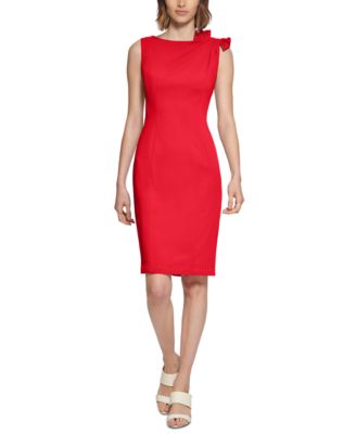 Calvin Klein Women s Bow Trim Boat Neck Sheath Dress Macy s