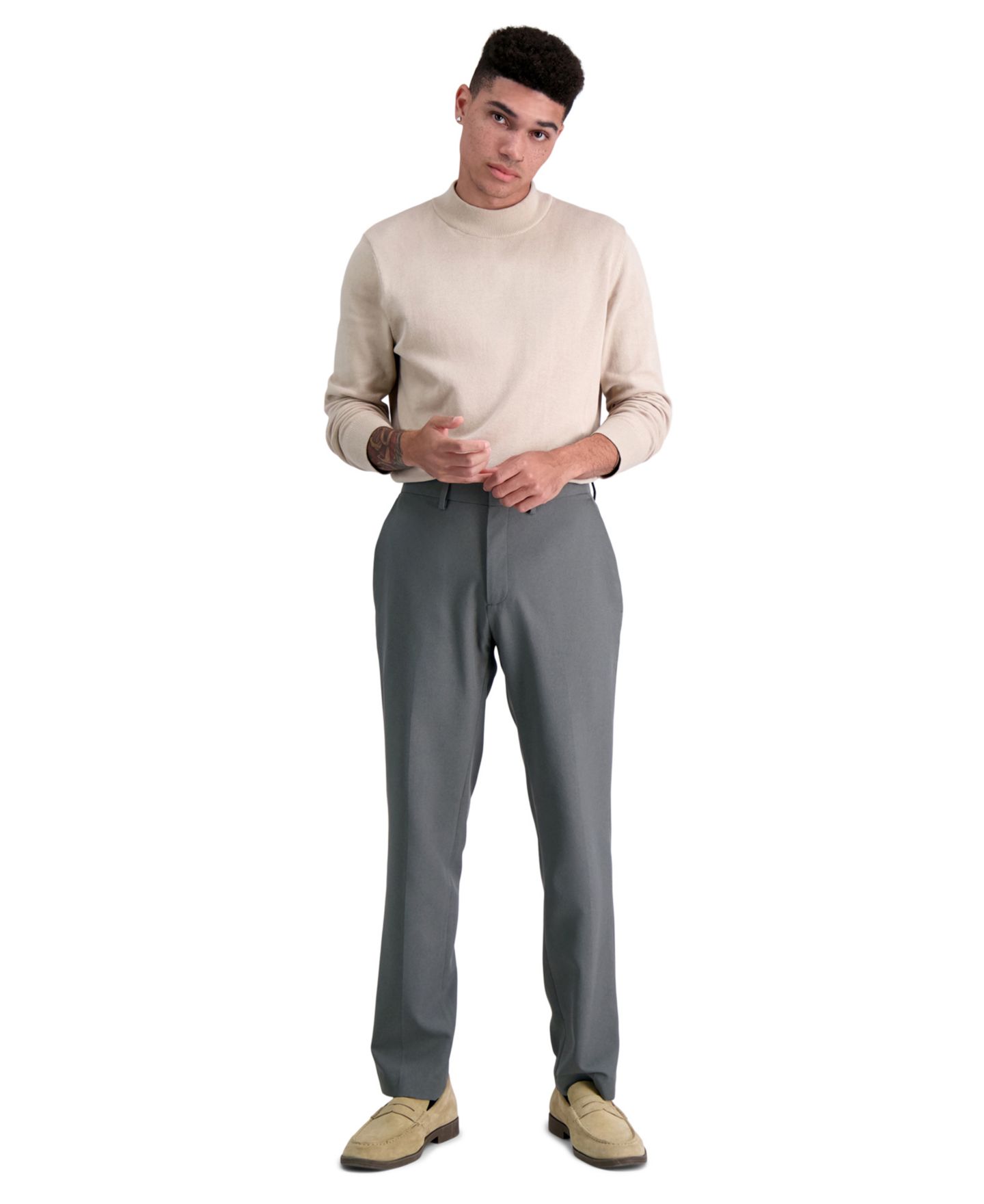 Мужские брюки Kenneth Cole Reaction Modern-Fit Micro-Check Dress Pants, цвет: Средний серый — фото 1
