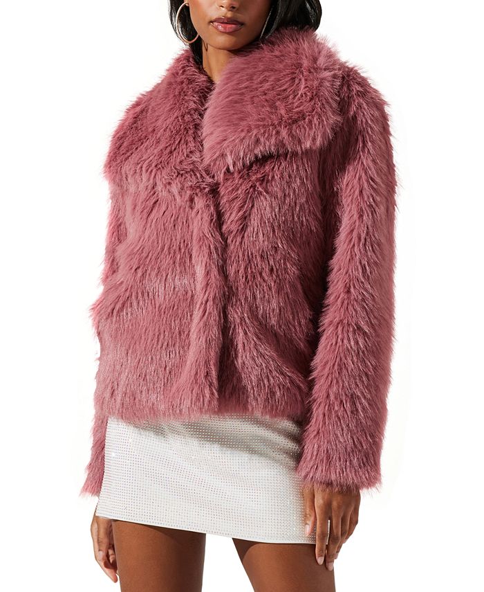 ASTR the Label Women's Lynx Faux-Fur Oversized-Collar Jacket - Macy's