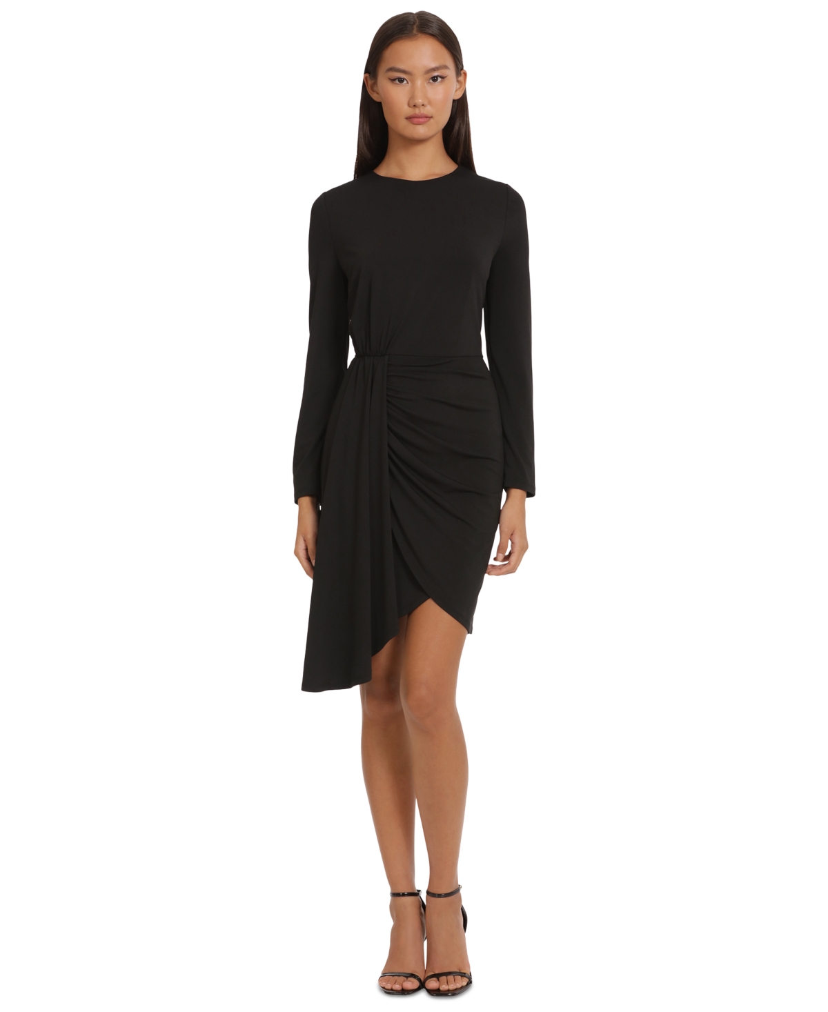 Donna Morgan Women's Round-neck Long Sleeve Mini Dress In Black
