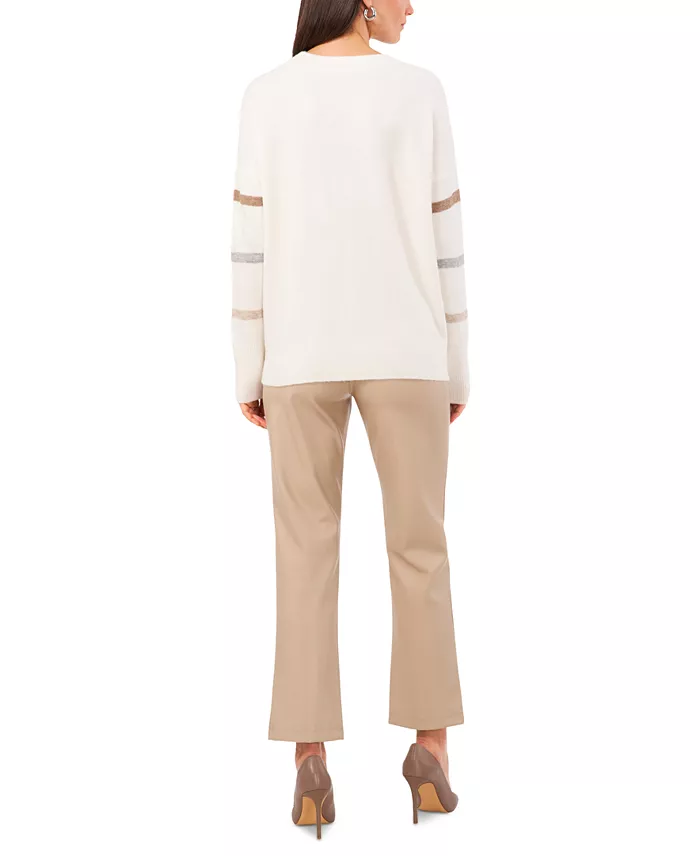 Women's Cozy Crewneck Sequin-Stripe Long-Sleeve Sweater - thumbnail 7