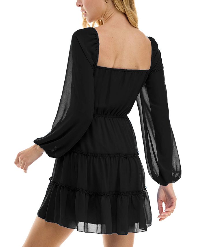 Puff Sleeve Peasant Mini Dress