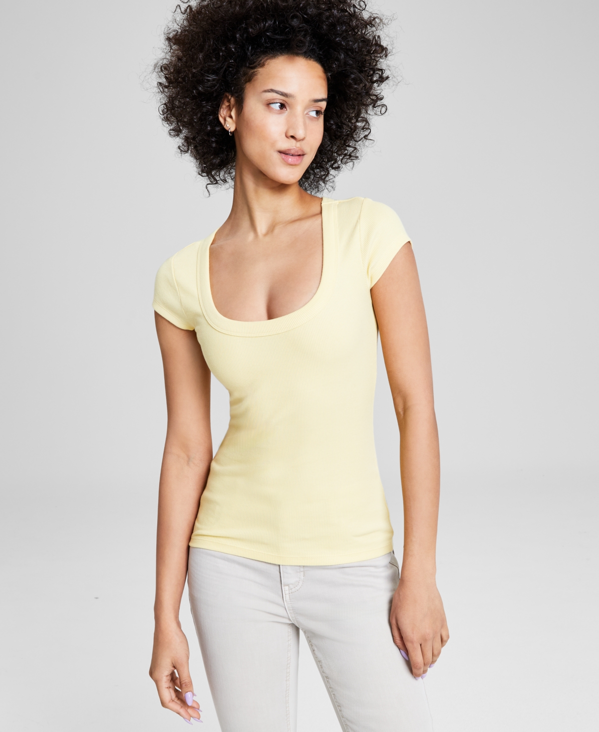 And Now This Women's Scoop-neck Cap-sleeve Top, Created For Macy's In Pineapple Slice