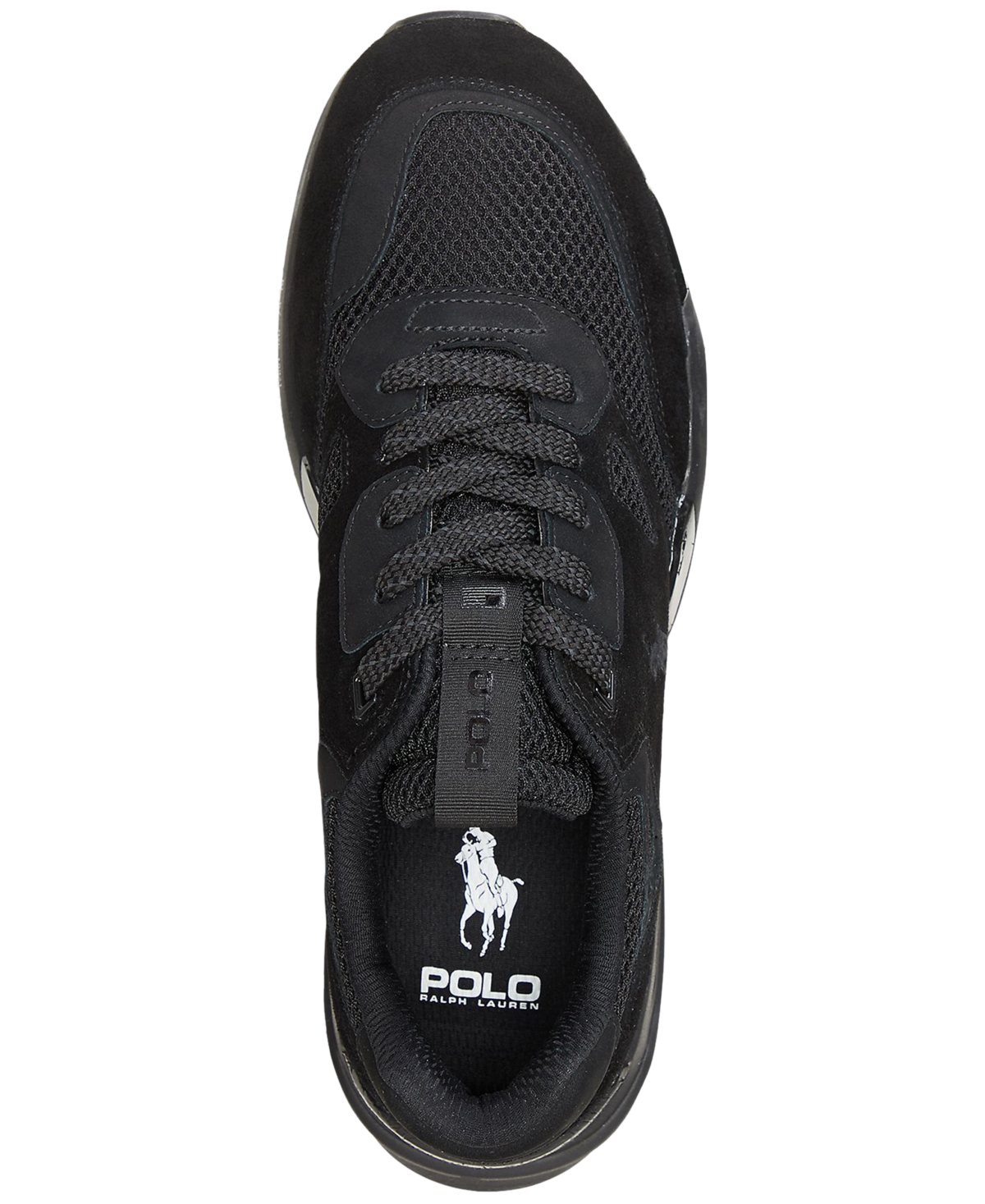 Shop Polo Ralph Lauren Men's Jogger Suede & Mesh Sneaker In Black,black