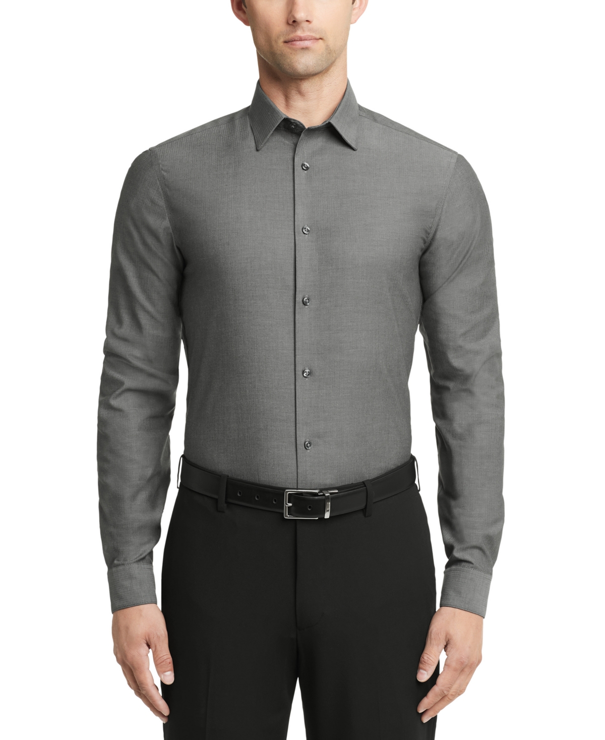 Calvin Klein Men's Steel Slim-fit Non-iron Stain Shield Dress Shirt In Carbon
