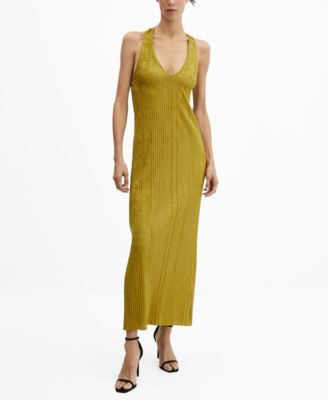 MANGO Women's Lurex Pleated Dress - Macy's
