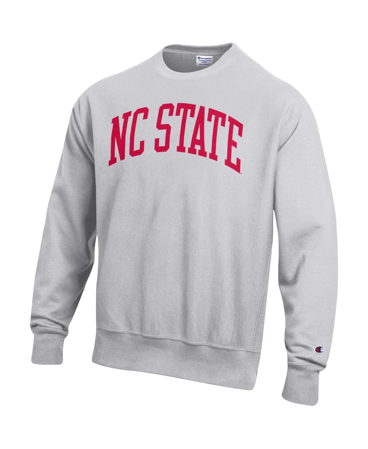 Shop Champion Men's  Heathered Gray Nc State Wolfpack Arch Reverse Weave Pullover Sweatshirt