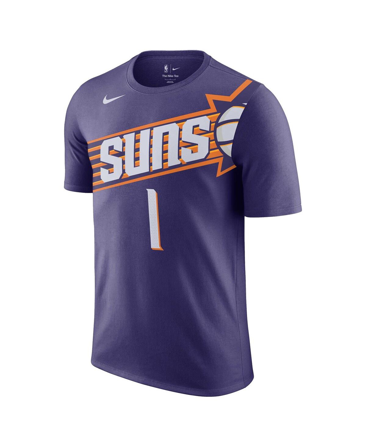 Shop Nike Men's  Devin Booker Purple Phoenix Suns Icon Edition Name And Number T-shirt