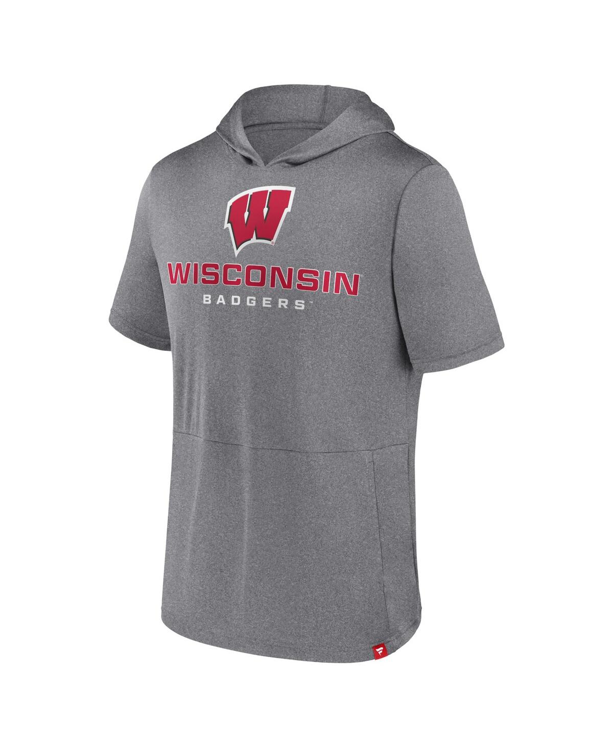 Fanatics Men's  Heather Gray Wisconsin Badgers Modern Stack Hoodie T-shirt In Heather Gray