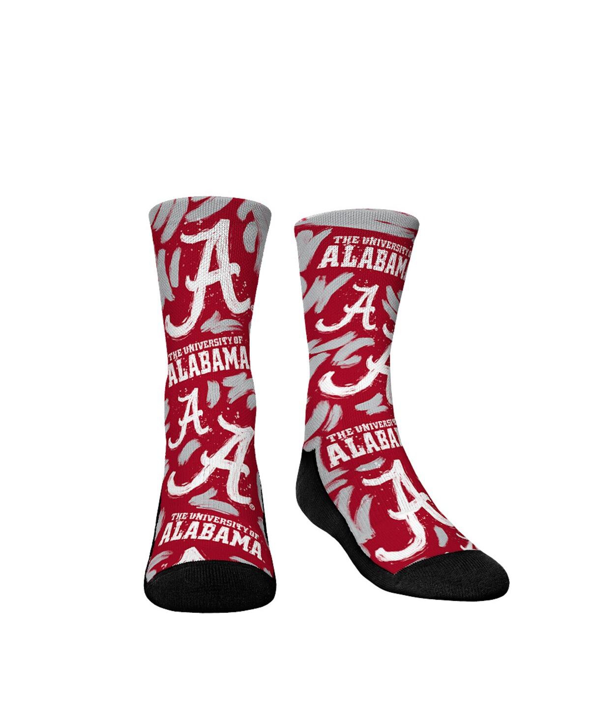 Rock 'em Kids' Youth Boys And Girls  Socks Alabama Crimson Tide Allover Logo And Paint Crew Socks In Burgundy