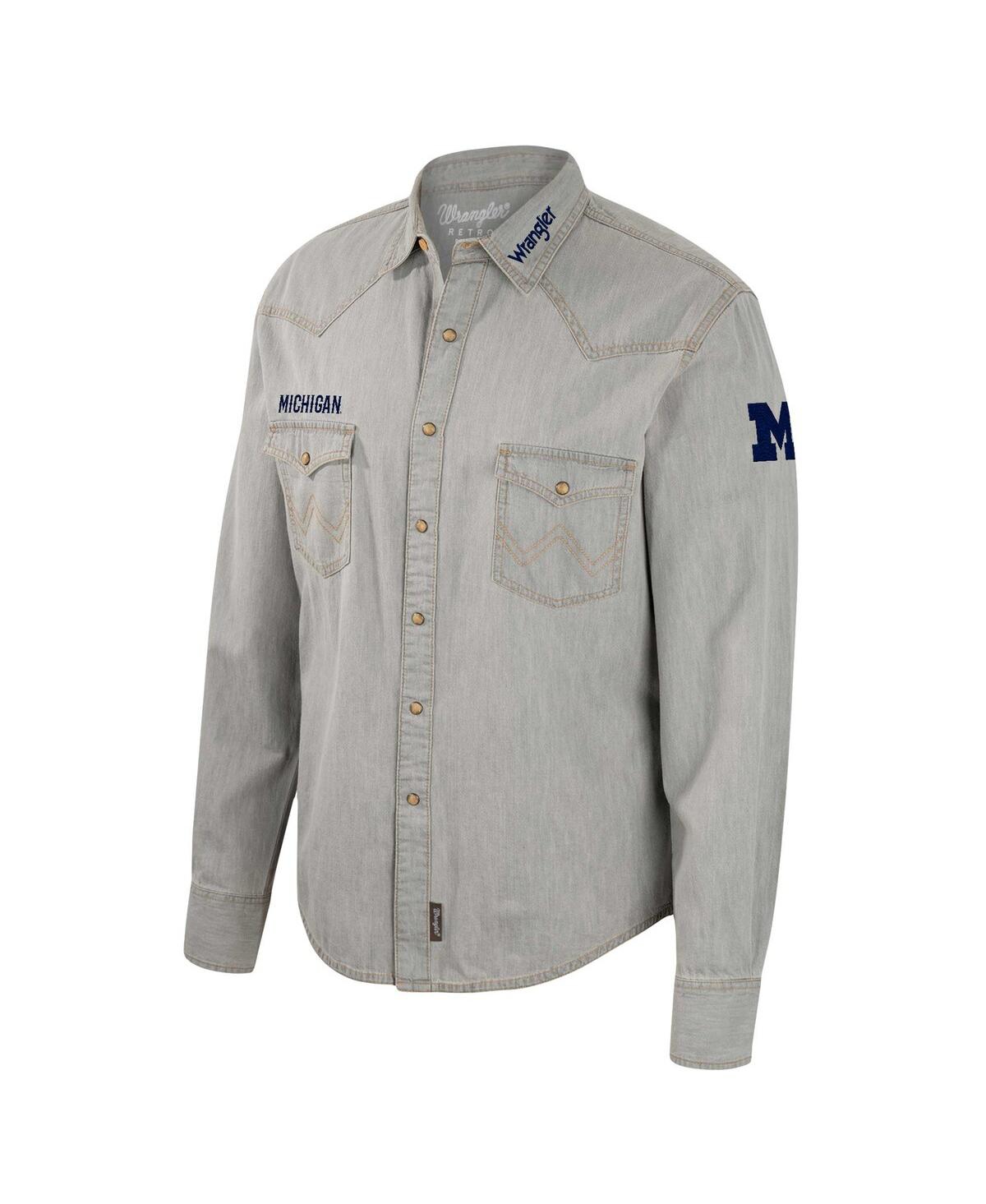 Shop Colosseum Men's  X Wrangler Gray Michigan Wolverines Cowboy Cut Western Full-snap Long Sleeve Shirt