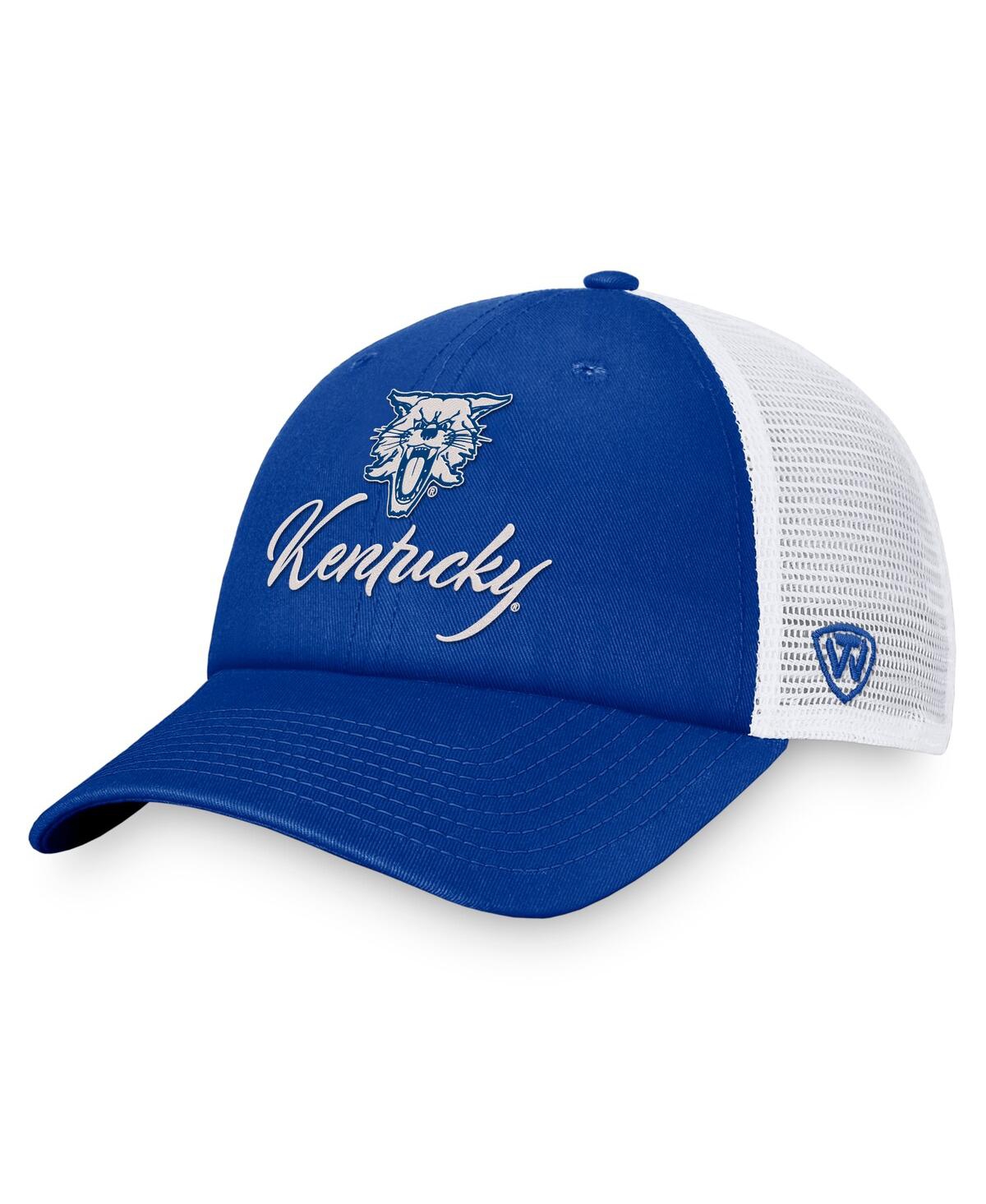 Top Of The World Women's  Royal, White Kentucky Wildcats Charm Trucker Adjustable Hat In Royal,white
