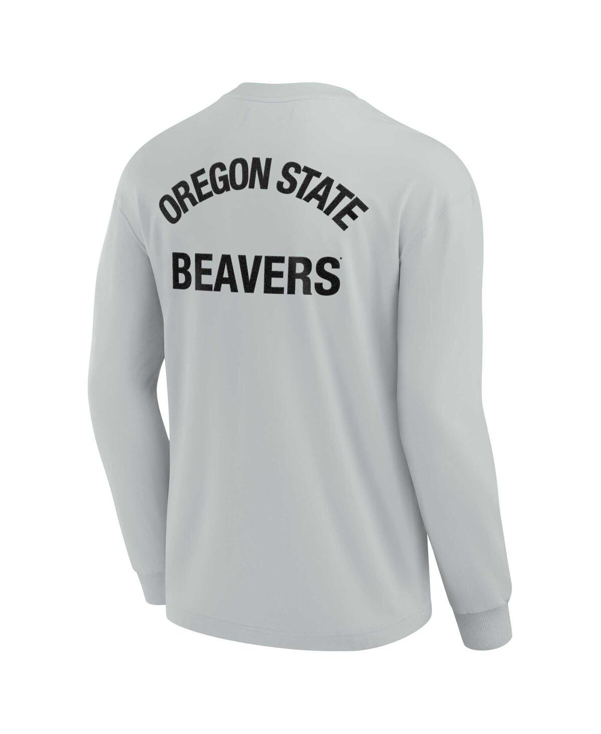 Shop Fanatics Signature Men's And Women's  Gray Oregon State Beavers Super Soft Long Sleeve T-shirt