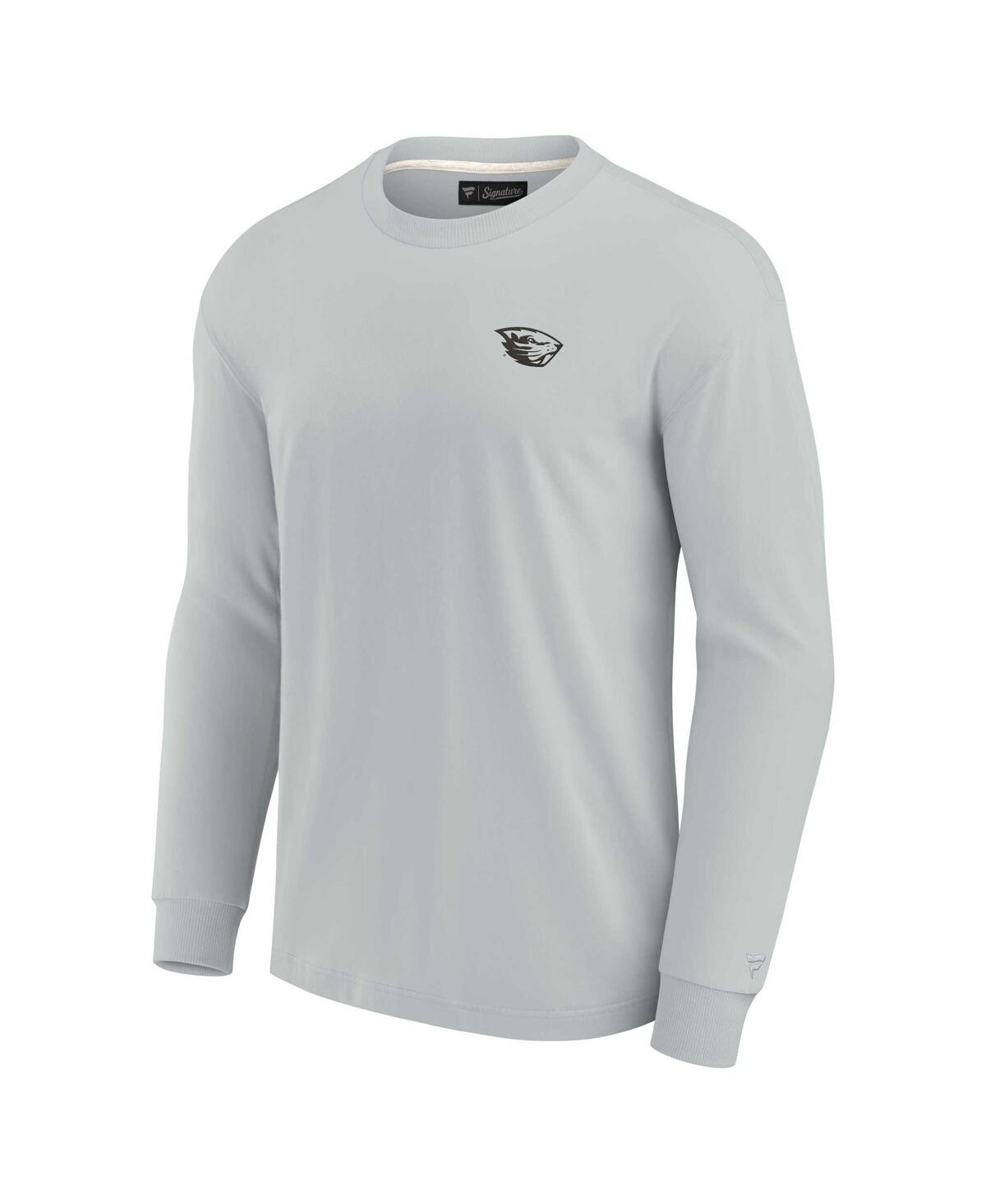 Shop Fanatics Signature Men's And Women's  Gray Oregon State Beavers Super Soft Long Sleeve T-shirt