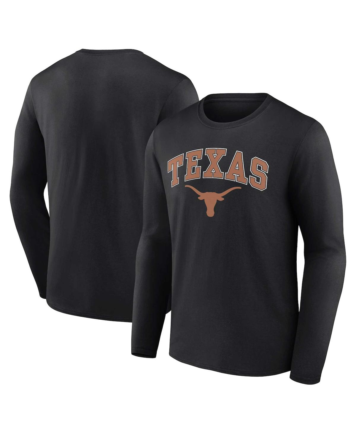 Shop Fanatics Men's  Black Texas Longhorns Campus Long Sleeve T-shirt