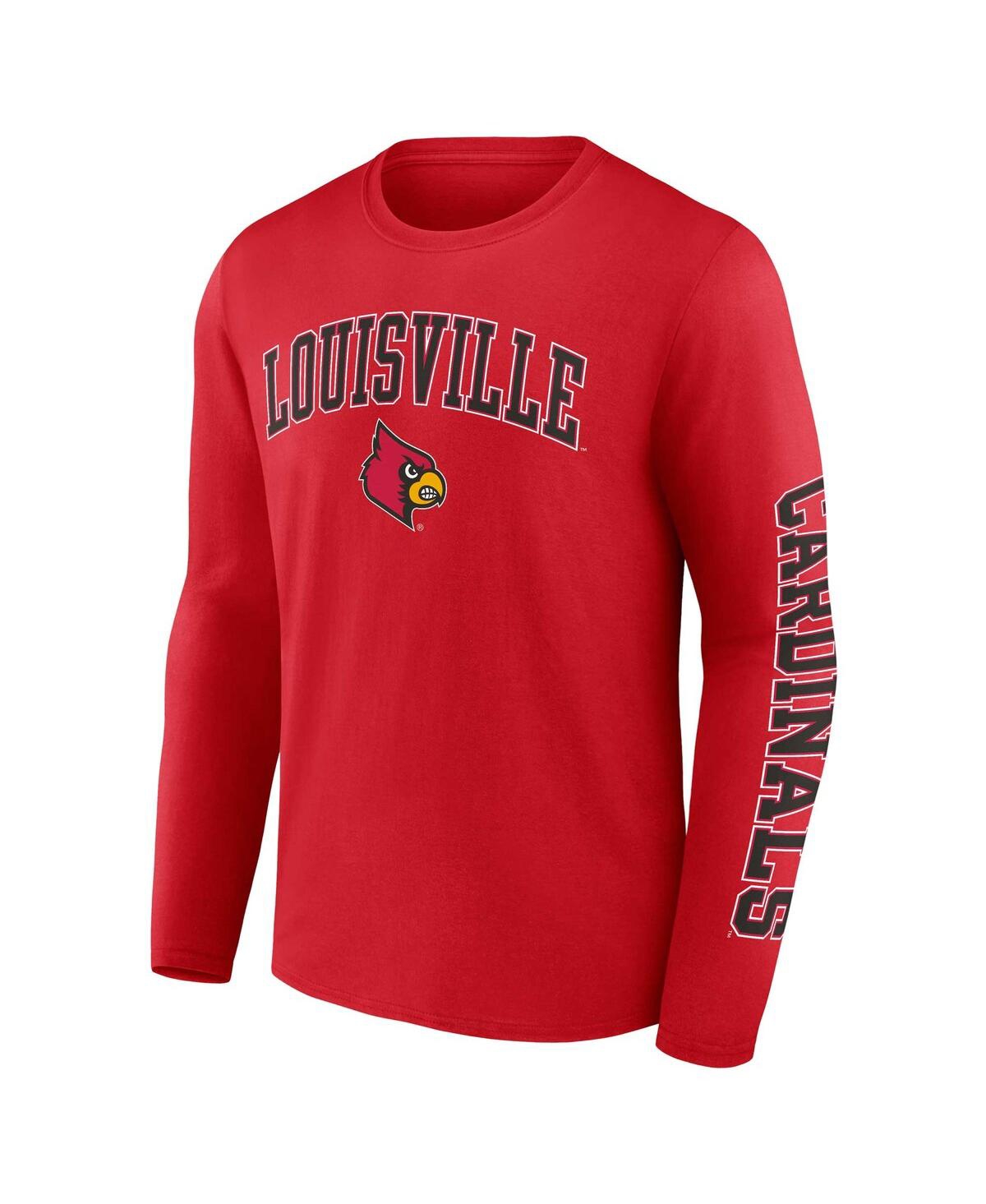 Fanatics Men's  Red Louisville Cardinals Distressed Arch Over Logo Long Sleeve T-shirt In Red