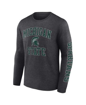 Men's Heather Charcoal Michigan State Spartans Distressed Arch Over Logo Long Sleeve T-shirt