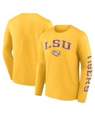 Men's Fanatics Gold LSU Tigers Distressed Arch Over Logo Long Sleeve T ...