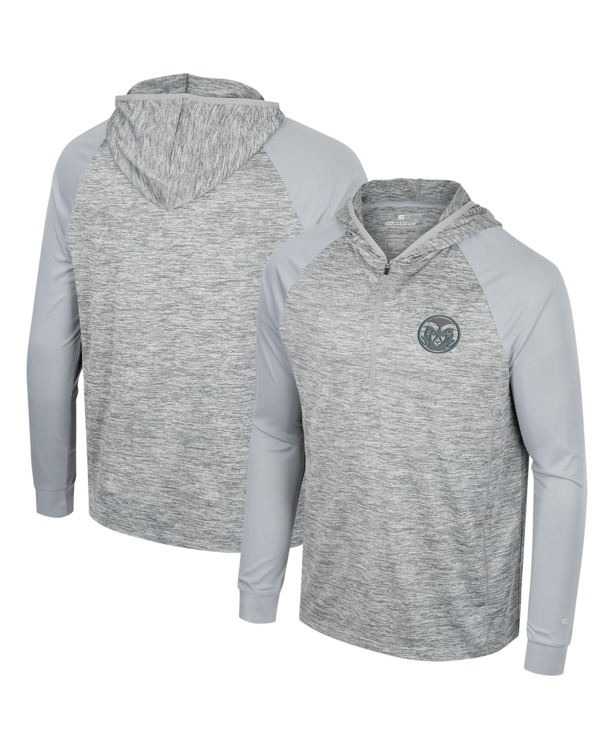 Men's Colosseum Gray Colorado State Rams Cybernetic Raglan Quarter-Zip Hooded Top