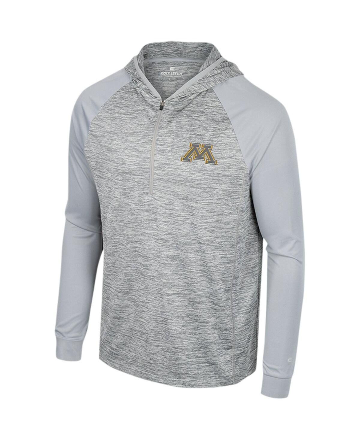 Colosseum Men's  Gray Minnesota Golden Gophers Cybernetic Raglan Quarter-zip Hooded Top In Gray