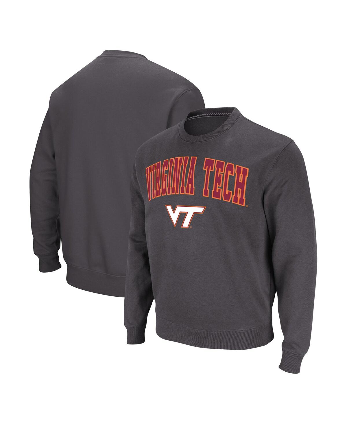 Colosseum Men's  Charcoal Virginia Tech Hokies Arch & Logo Pullover Sweatshirt
