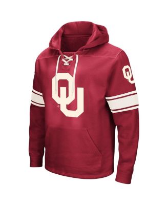 Men's Crimson Oklahoma Sooners Big and Tall Hockey Lace-Up Pullover Hoodie