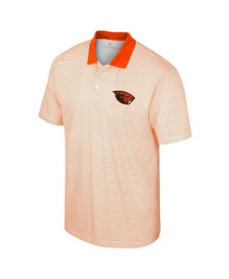 Men's White, Orange Oregon State Beavers Print Stripe Polo Shirt