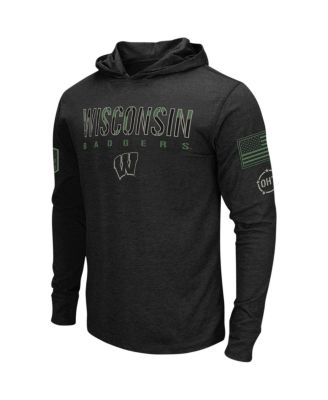Men's Black Wisconsin Badgers Big and Tall OHT Military-Inspired Appreciation Tango Long Sleeve Hoodie T-shirt