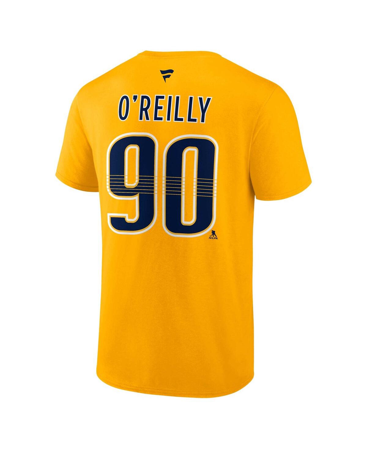 Shop Fanatics Men's  Ryan O'reilly Gold Nashville Predators Authentic Stack Name And Number T-shirt