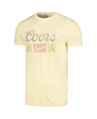 Men's Yellow Distressed Coors Vintage-Like Fade T-shirt