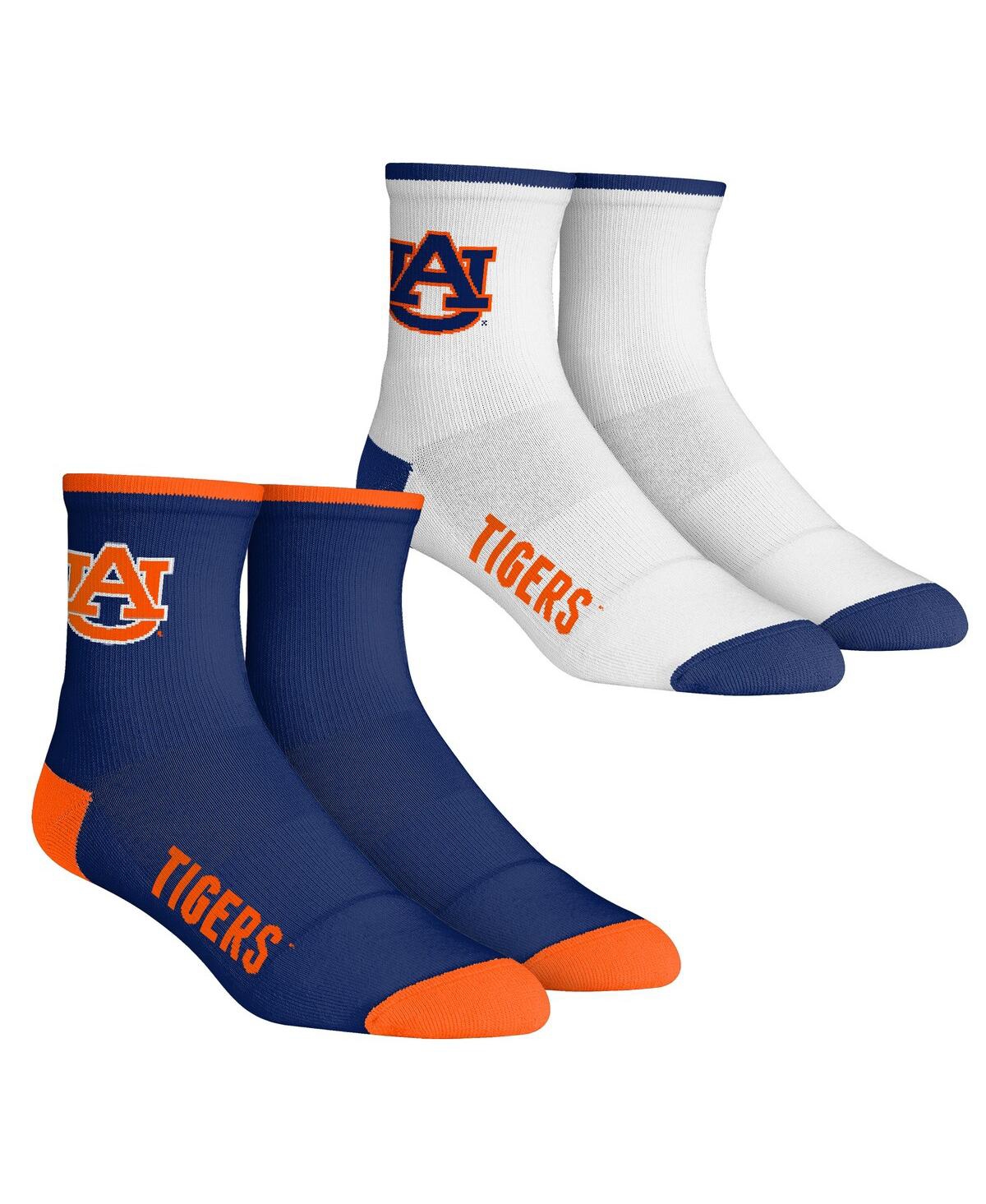 Rock 'em Kids' Youth Boys And Girls  Socks Auburn Tigers Core Team 2-pack Quarter Length Sock Set In Navy,white