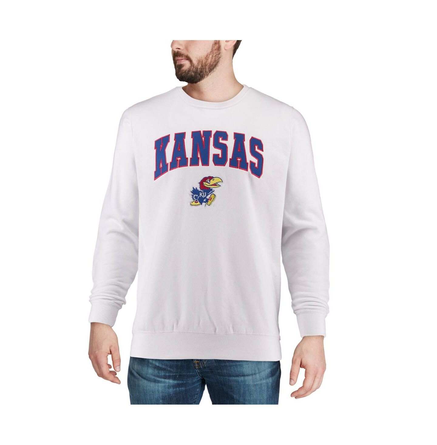 Мужская толстовка Colosseum Kansas Jayhawks Arch & Logo Crew Neck, цвет: Красный — фото 6