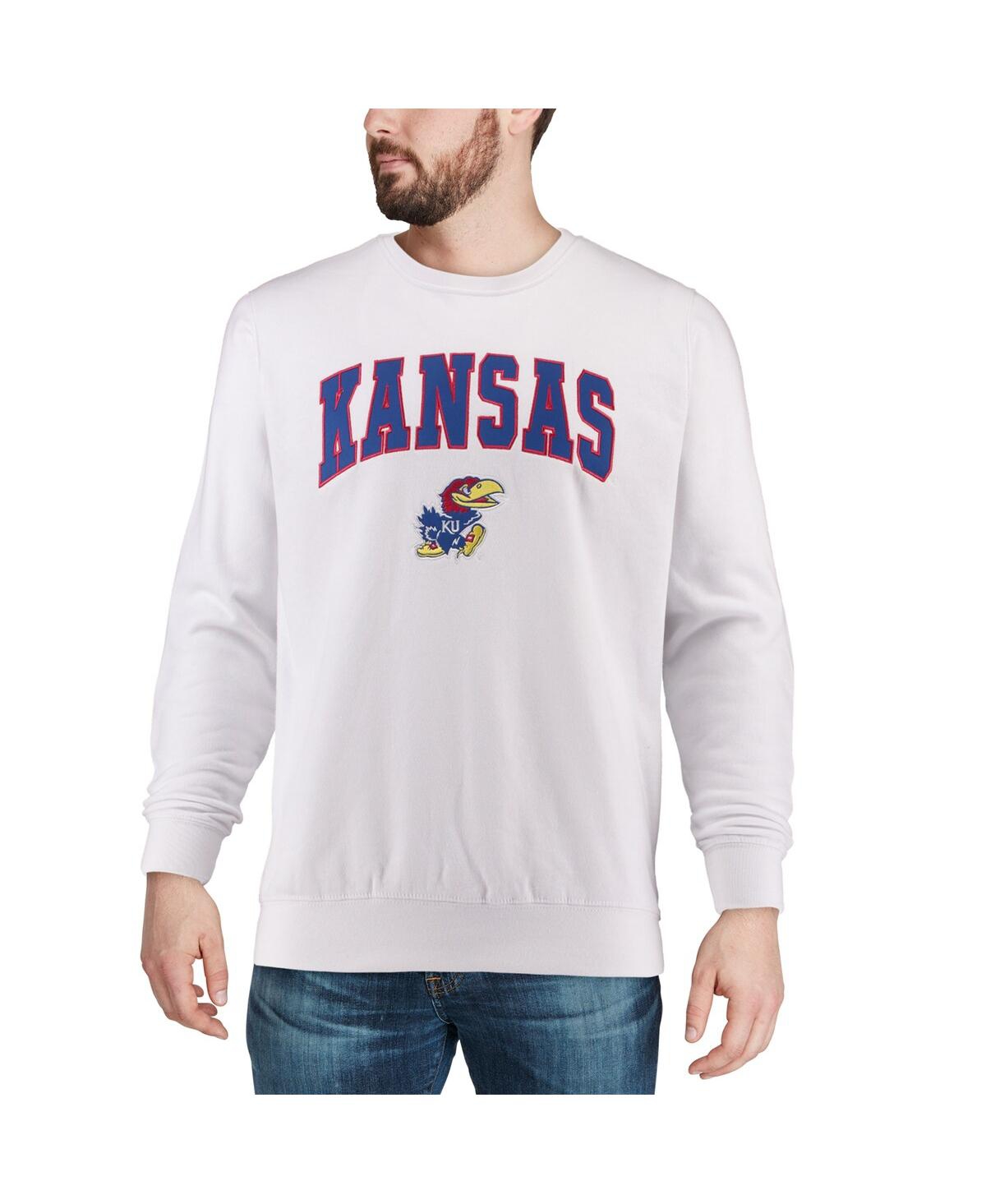Colosseum Men's Kansas Jayhawks Arch & Logo Crew Neck Sweatshirt In Royal
