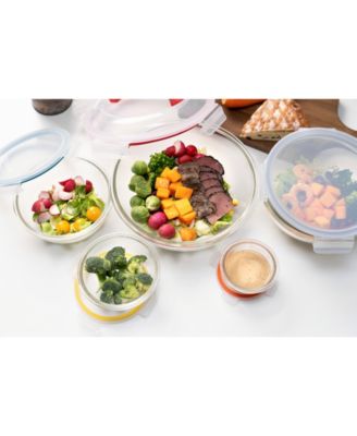 5 Pc Container Nesting Borosilicate Glass Mixing Bowl Set with Locking Lids and Carry Handle
