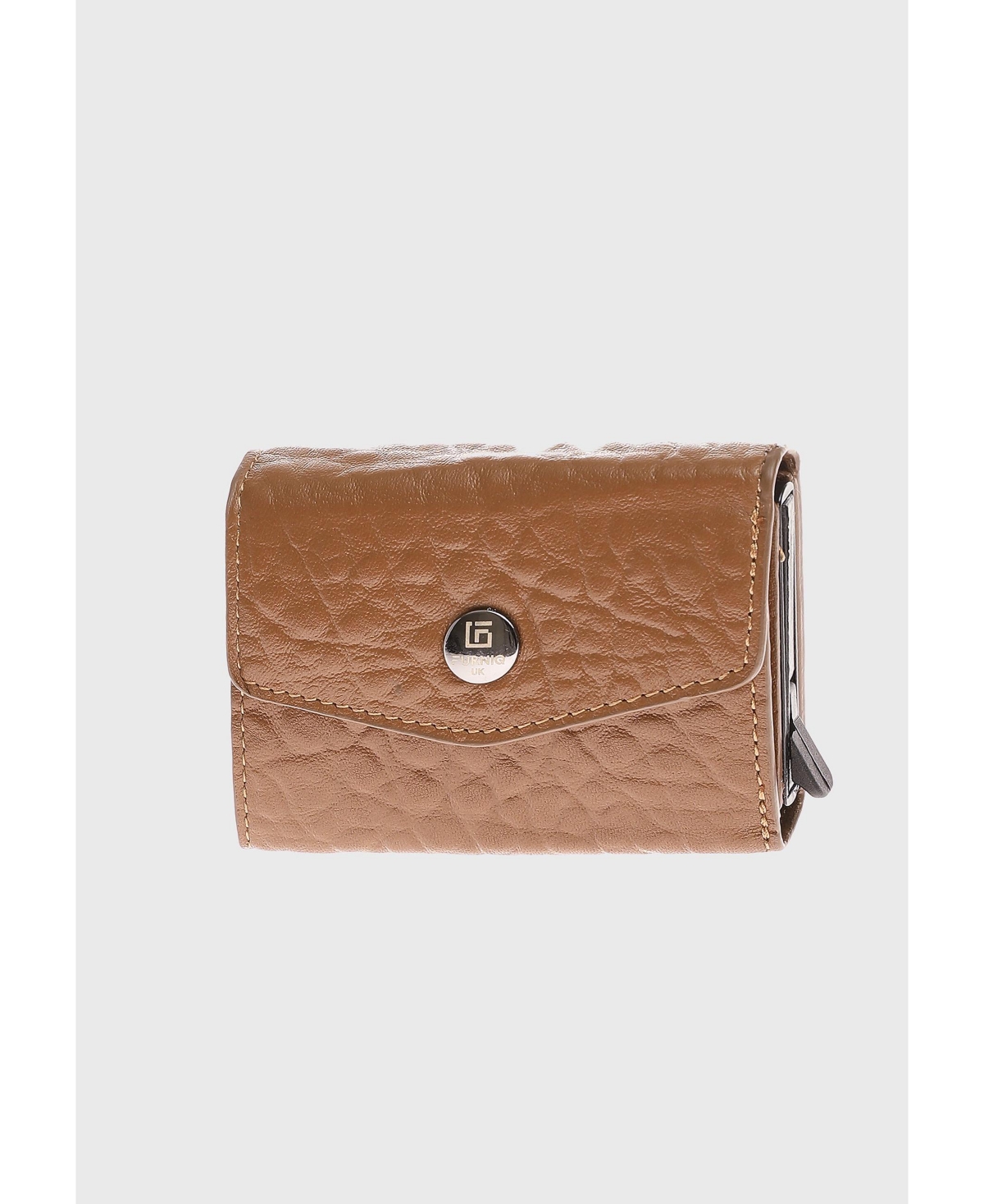 Men's Genuine Leather Elephant Pattern Snap Closure Wallet & Card Holder - Brown