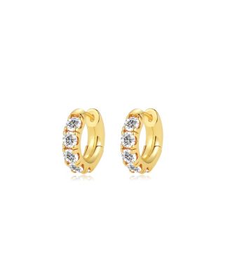 Daniela Huggie Hoop Zirconia Earrings - Clear white