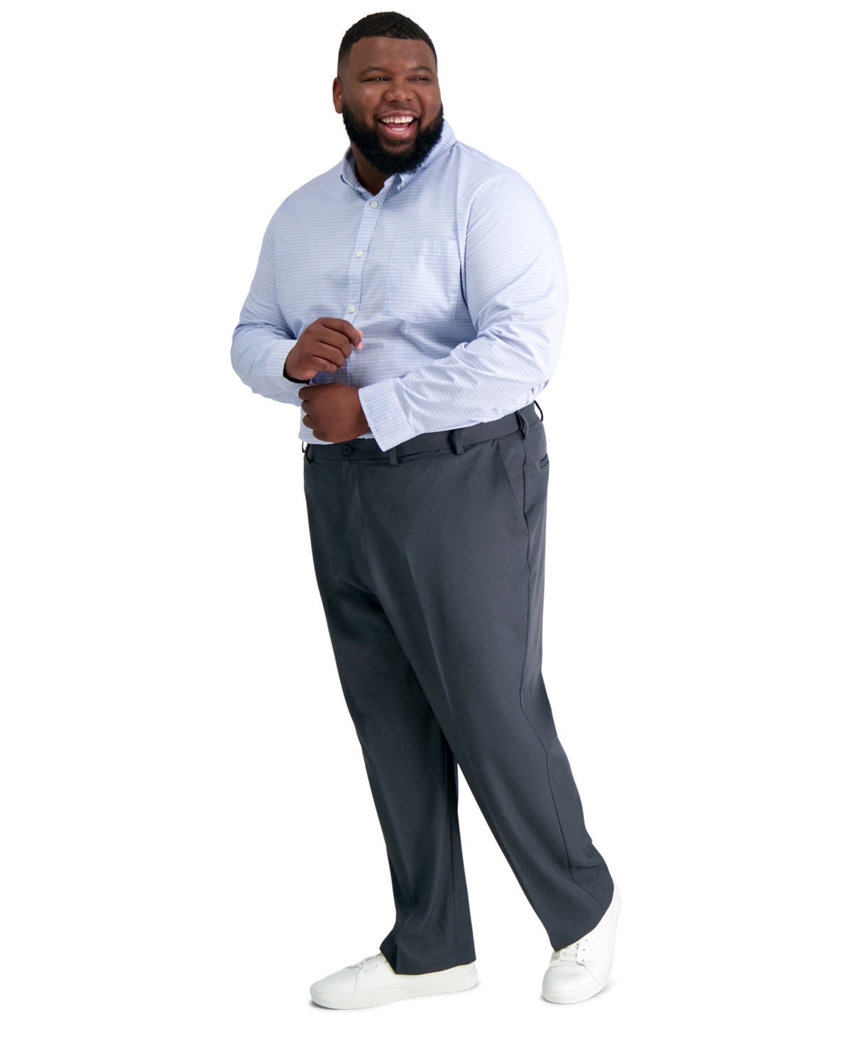 Haggar Men's Big & Tall Cool 18 Pro Classic-Fit Expandable Waist Flat Front Stretch Dress Pants