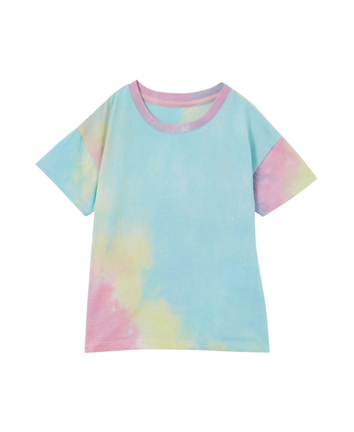 Shop Cotton On Big Girls Poppy Short Sleeve Print T-shirt In Rainbow Tie Dye