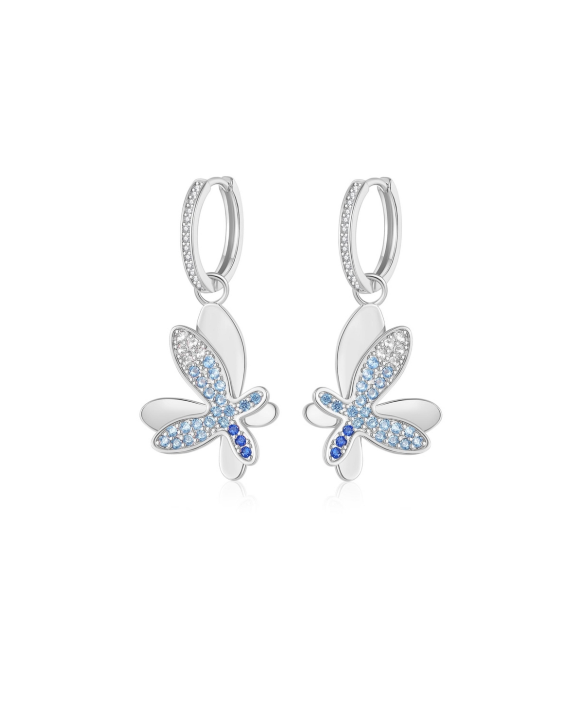 CLASSICHARMS PAVE BUTTERFLY DANGLE DROP HOOP EARRINGS