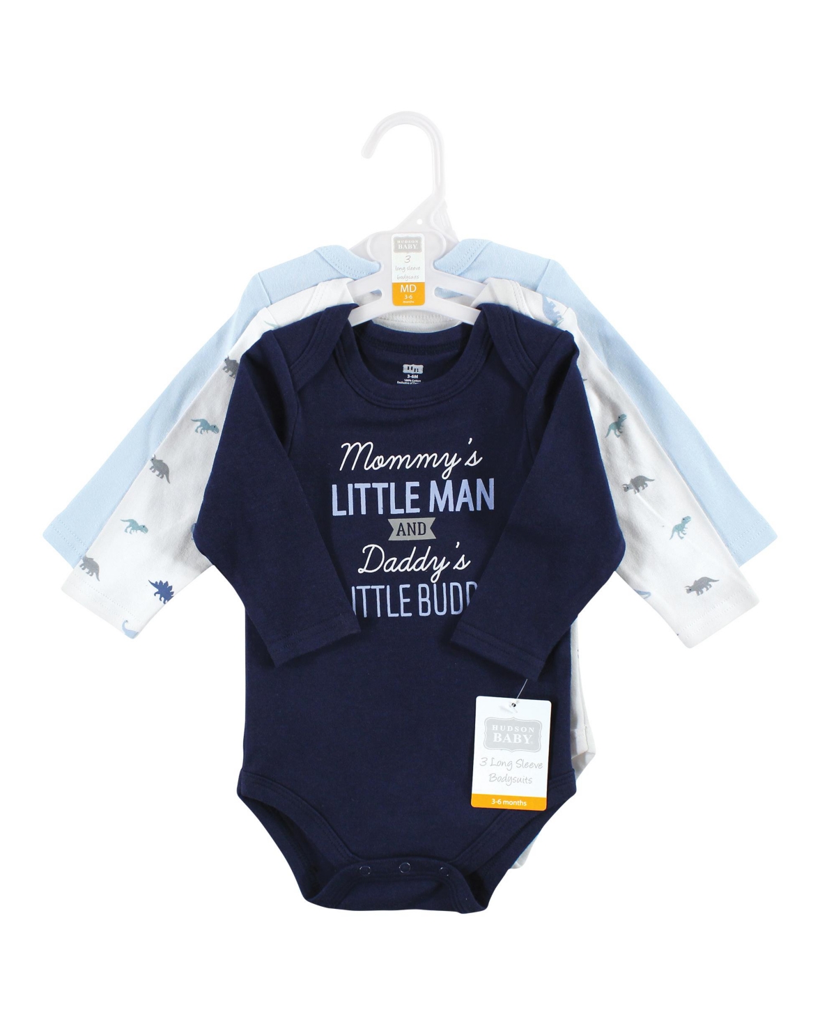 Hudson Baby Baby Boys Cotton Long-Sleeve Bodysuits, 3-Pack - Newest family member