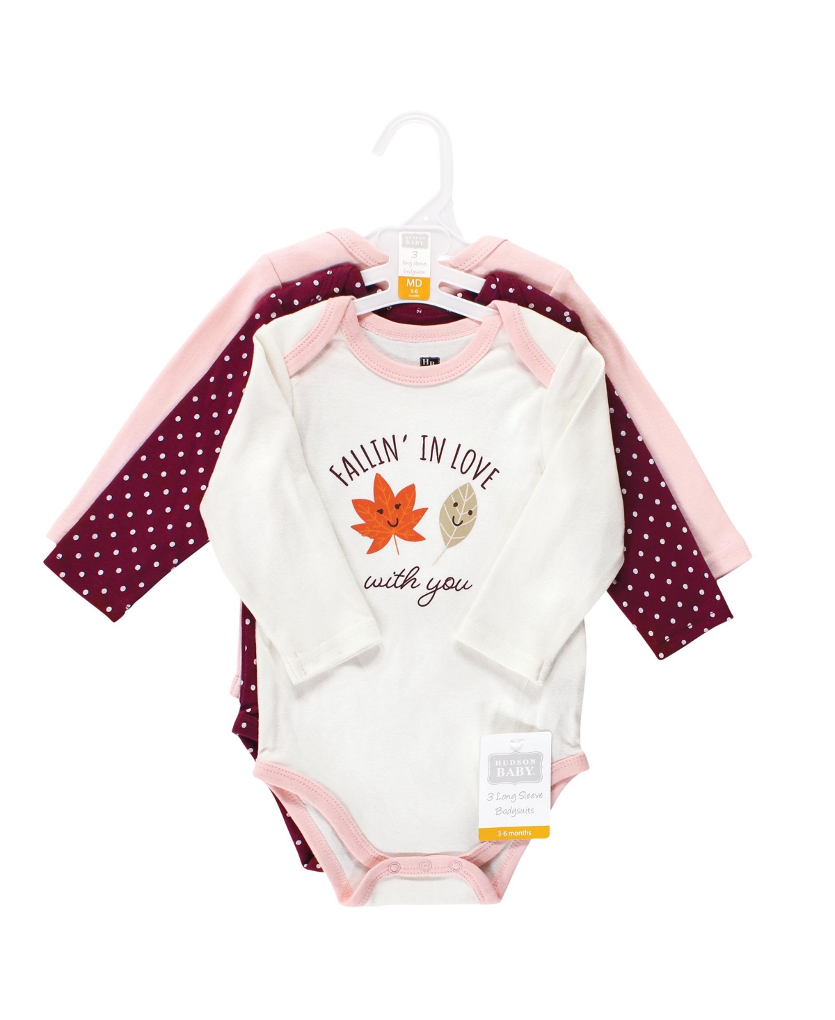 Hudson Baby Baby Girls Cotton Long-Sleeve Bodysuits,3-Pack - Fall