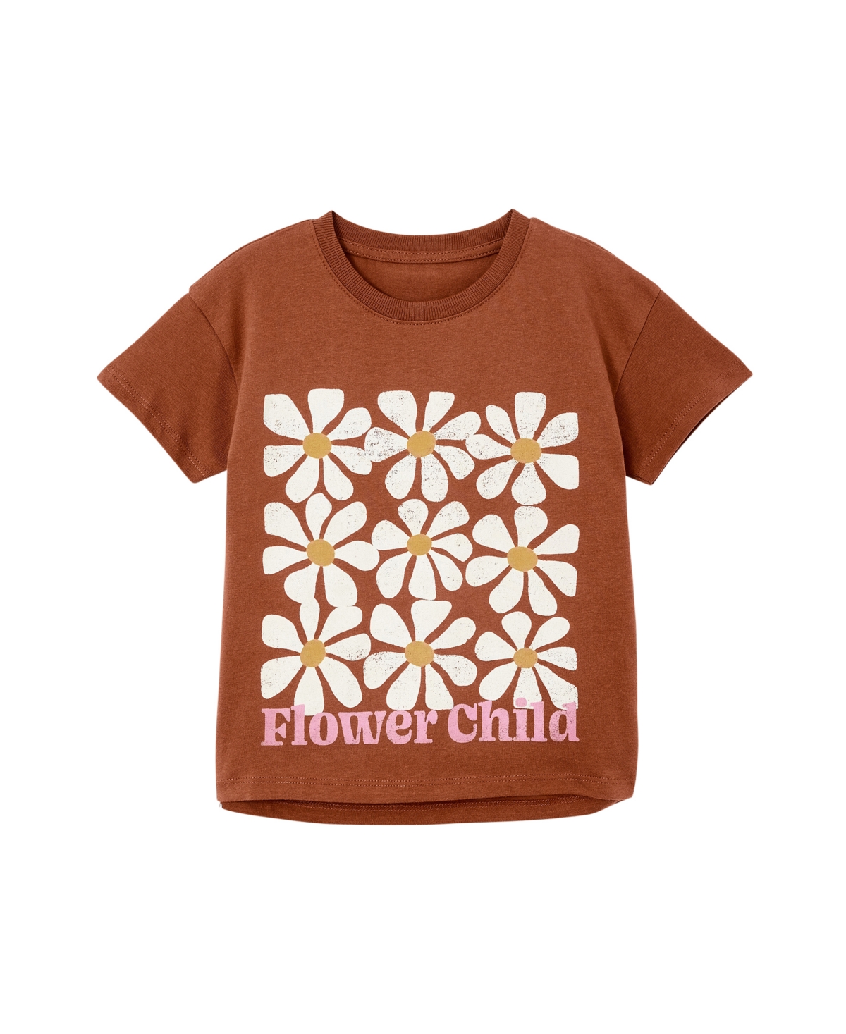 Cotton On Kids' Little Girls Poppy Short Sleeve Print T-shirt In Henna,flower Child