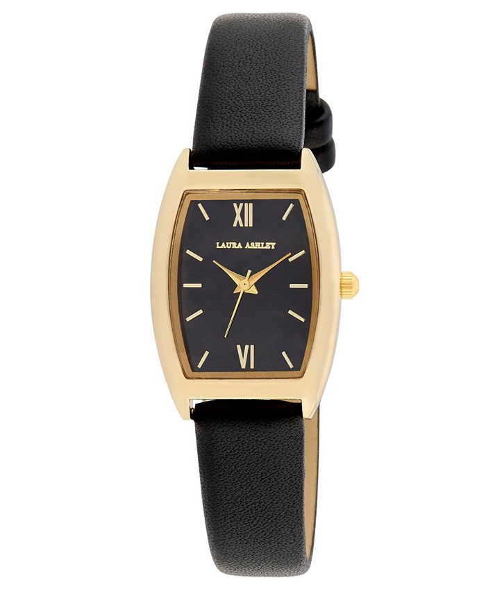 Laura Ashley Women s Quartz Black Faux Leather Watch 24mm Macy s
