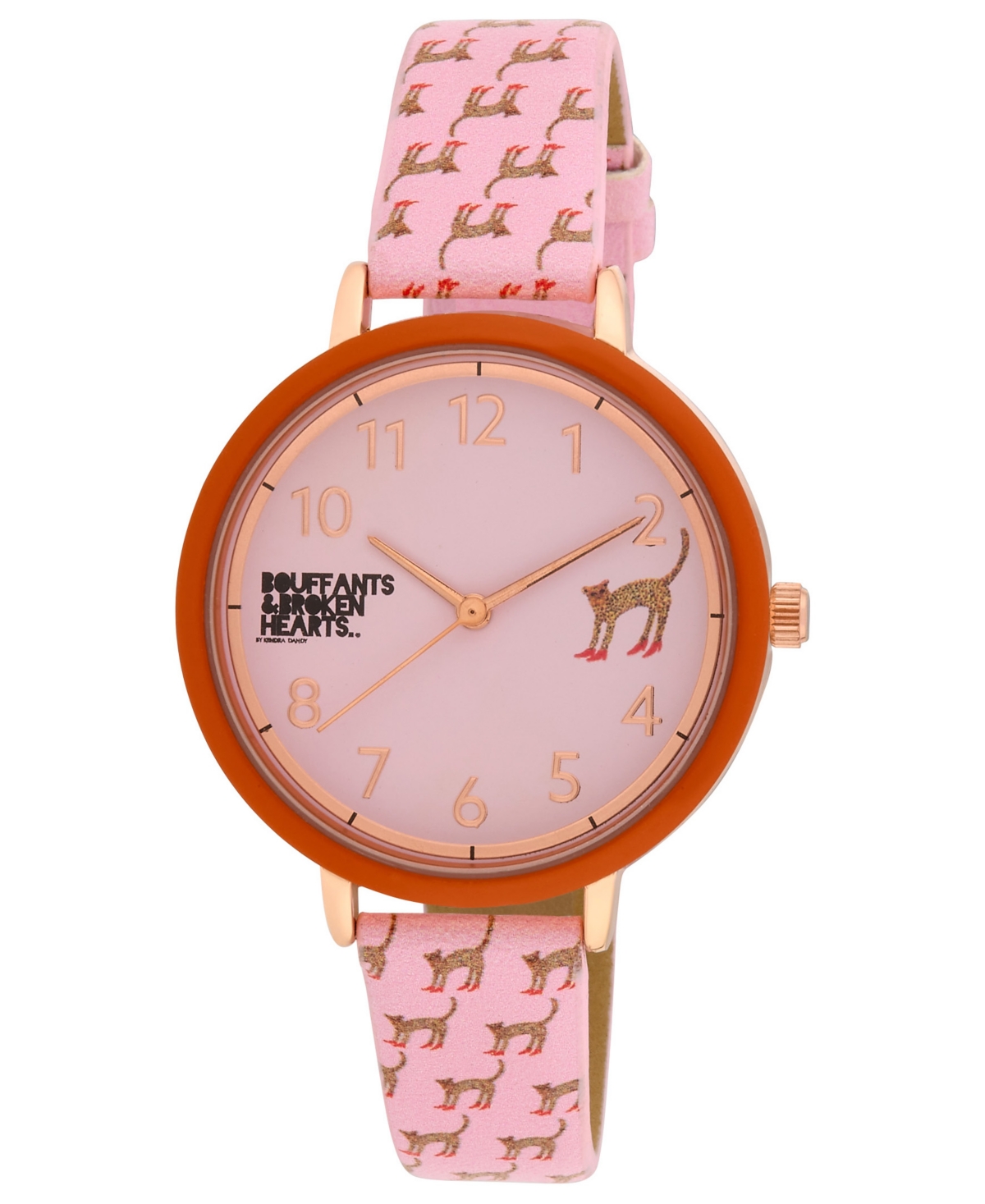 Kendra Dandy Women's Quartz Bouffants And Broken Hearts Pink Faux Leather Watch 36mm
