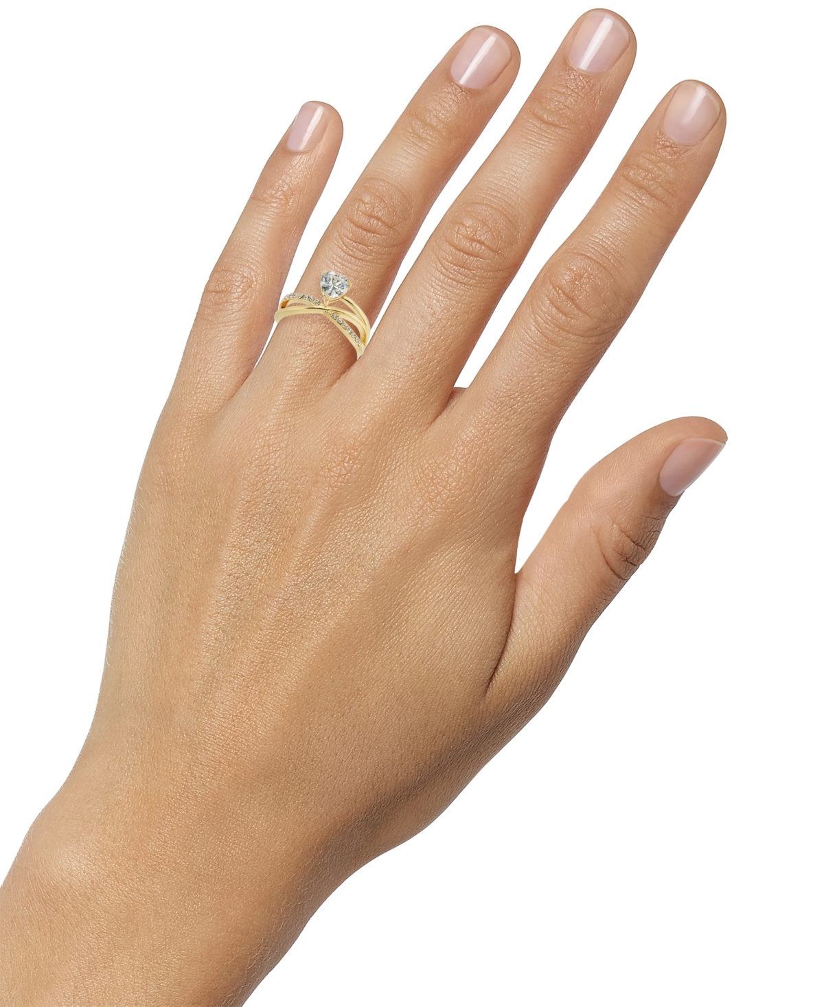 Shop Charter Club Gold-tone Pave & Heart Cubic Zirconia Asymmetrical Ring, Created For Macy's