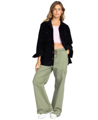 ROXY JUNIORS LET IT GO CORDUROY SHACKET GOOD KEEPSAKE CROP TOP PRECIOUS CARGO PANTS