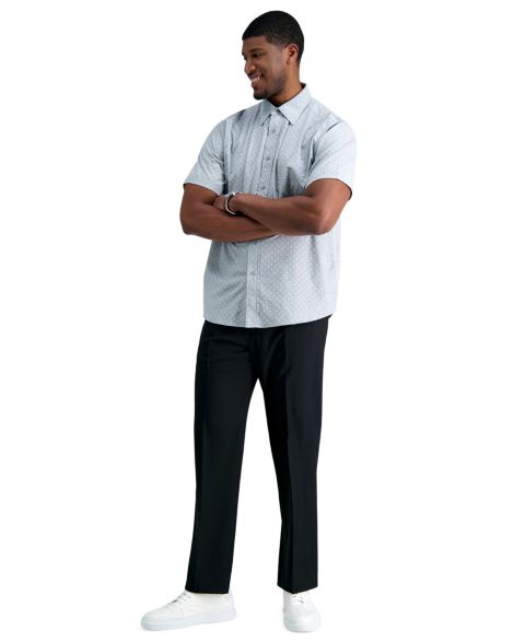 Мужские брюки Haggar Big & Tall Premium Comfort Stretch Classic-Fit Solid Flat Front Dress Pants, цвет: Чёрный