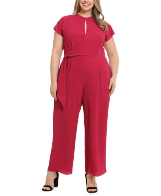 Plus size red top overalls