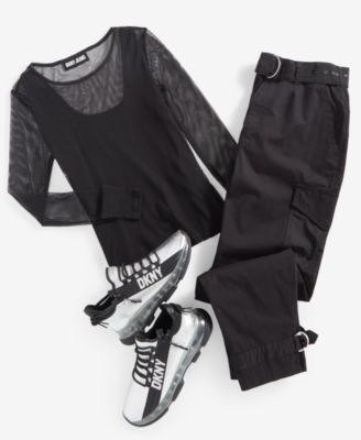 Women's Long-Sleeve Crewneck Mesh Top