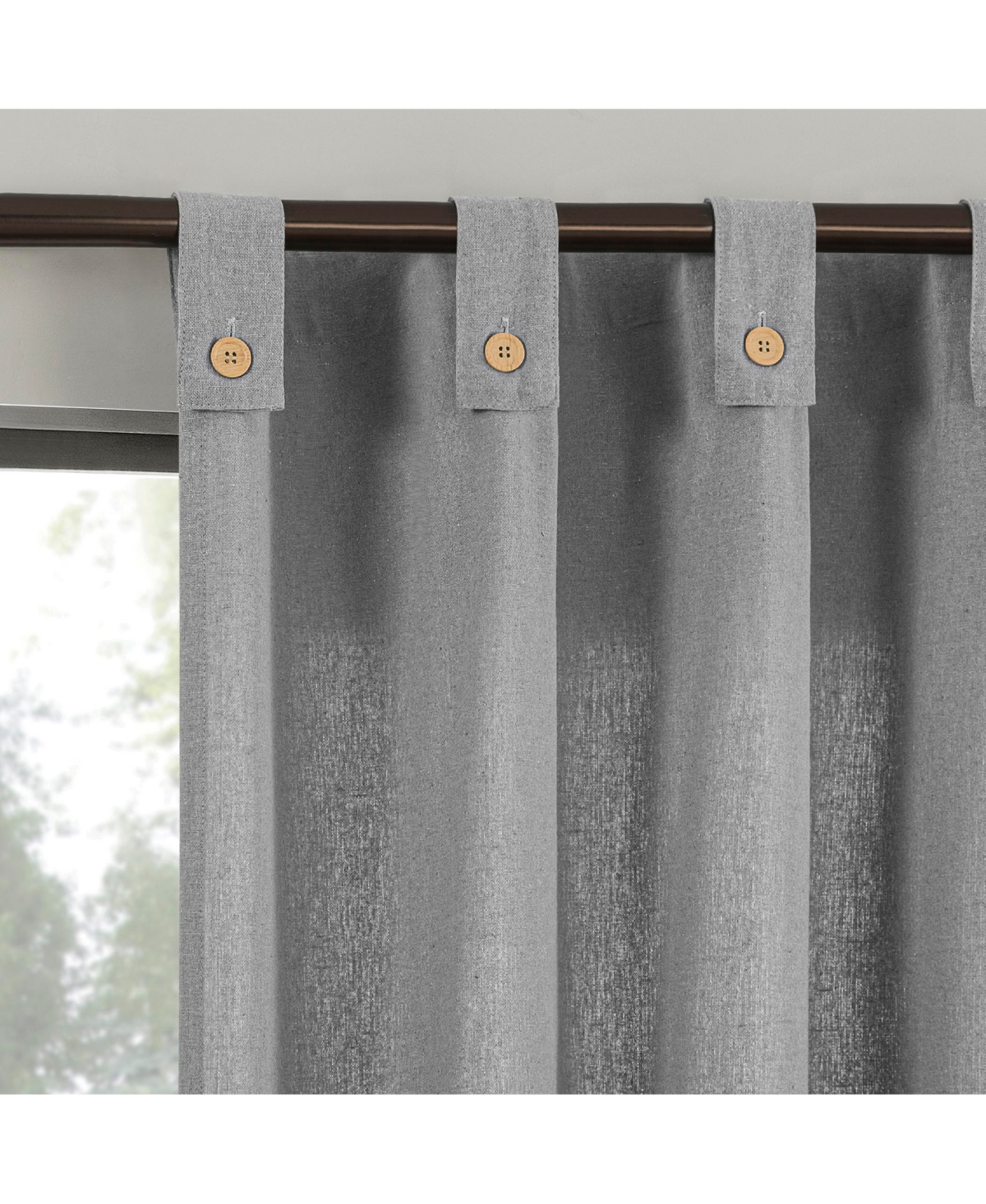 Cotton Blend Button Tab Top Curtain - Gray